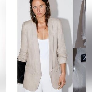 Zara blazer with ruched sleeve size small